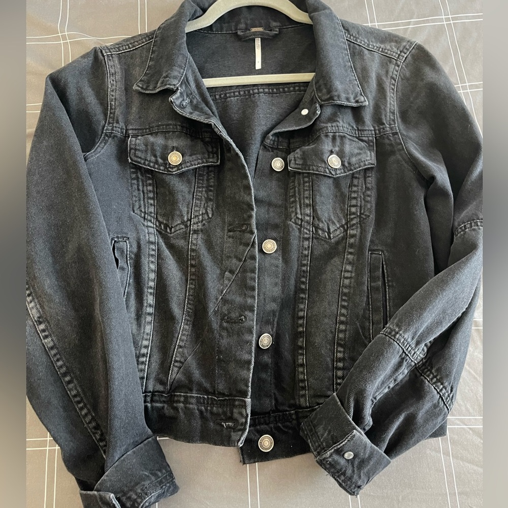 Free People black denim jacket